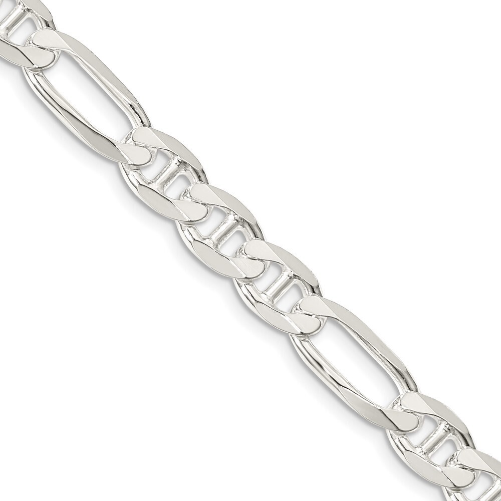 Kazi Luxury Sterling Silver 7.5mm Figaro Anchor Chain